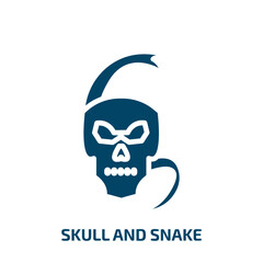 skull and snake icon from shapes collection. Filled skull and snake, snake, skull glyph icons isolated on white background. Black vector skull and snake sign, symbol for web design and mobile apps