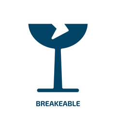 breakeable icon from shapes collection. Filled breakeable, glass, careful glyph icons isolated on white background. Black vector breakeable sign, symbol for web design and mobile apps