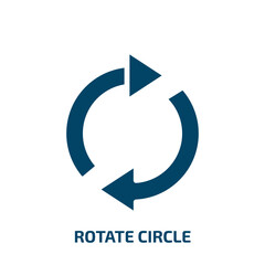 rotate circle icon from shapes collection. Filled rotate circle, circle, rotation glyph icons isolated on white background. Black vector rotate circle sign, symbol for web design and mobile apps