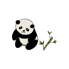  cute panda and bamboo illustration .