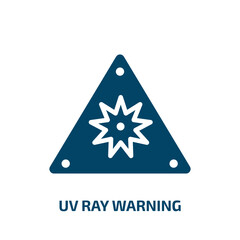 uv ray warning icon from signs collection. Filled uv ray warning, sun, warning glyph icons isolated on white background. Black vector uv ray warning sign, symbol for web design and mobile apps