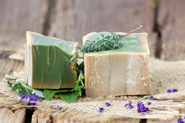 Natural handmade soap with herbs