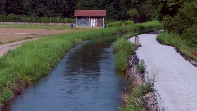 A bend of the Villoresi canal, near Gessate, Lombardy (Italy)