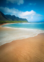 Digital illustration of a Coast on Kauai island, Hawaii