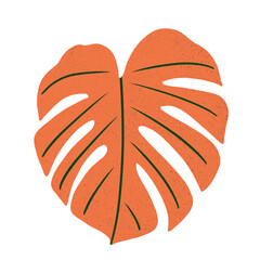 Orange Monstera Leaf