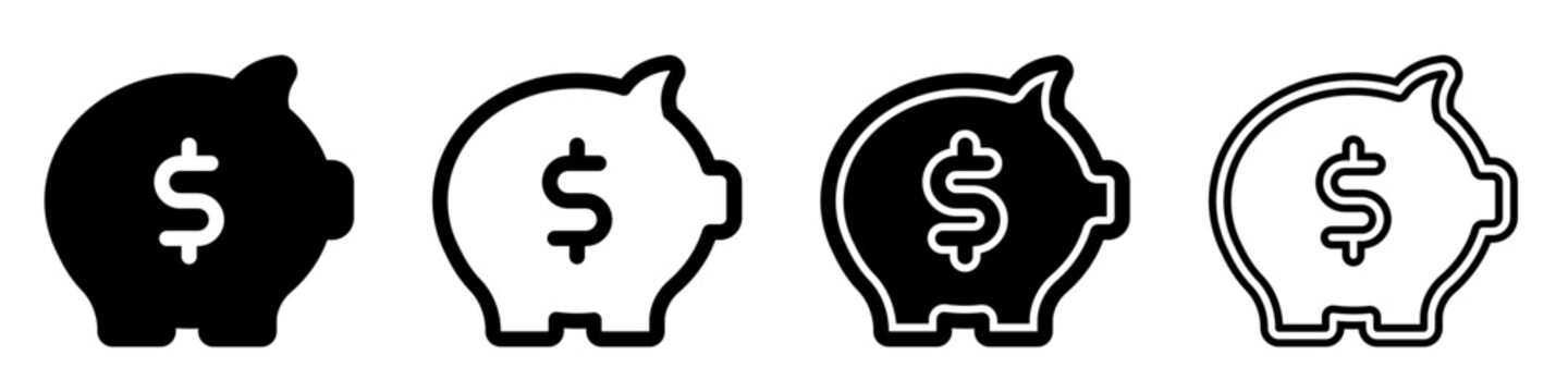 Piggy bank icon vector set. Bank illustration sign collection. Deposit symbol. Storage logo.