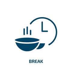 break icon from geometry collection. Filled break, business, coffee glyph icons isolated on white background. Black vector break sign, symbol for web design and mobile apps