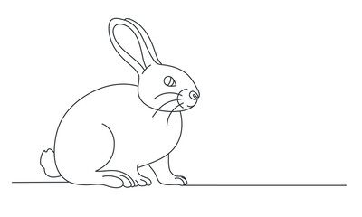 Cute rabbit with ears in a simple minimalistic style for a greeting card