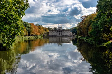 Fototapeta na wymiar Palace on the Isle also known as Baths Palace or Palace on the Water - Royal Baths Park, Warsaw, Poland