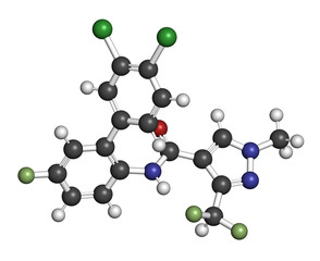 Bixafen fungicide molecule, 3D rendering.
