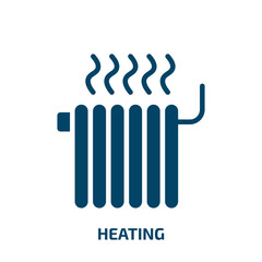 heating icon from furniture & household collection. Filled heating, technology, electric glyph icons isolated on white background. Black vector heating sign, symbol for web design and mobile apps