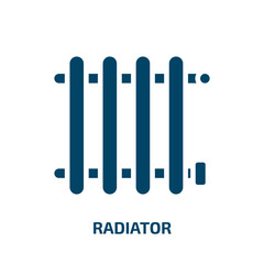 radiator icon from furniture & household collection. Filled radiator, radiation, equipment glyph icons isolated on white background. Black vector radiator sign, symbol for web design and mobile apps