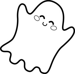 Vector illustration of spooky Halloween ghost scaring people