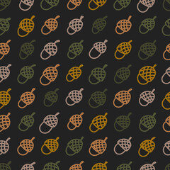 Seamless acorns pattern. Abstract background with hand drawn doodle shapes.