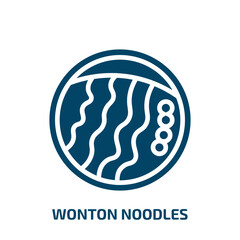wonton noodles icon from food collection. Filled wonton noodles, chinese, wonton glyph icons isolated on white background. Black vector wonton noodles sign, symbol for web design and mobile apps