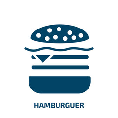 hamburguer icon from food collection. Filled hamburguer, restaurant, meal glyph icons isolated on white background. Black vector hamburguer sign, symbol for web design and mobile apps