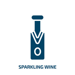 sparkling wine icon from food collection. Filled sparkling wine, champagne, alcohol glyph icons isolated on white background. Black vector sparkling wine sign, symbol for web design and mobile apps