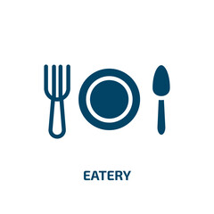 eatery icon from food collection. Filled eatery, food, business glyph icons isolated on white background. Black vector eatery sign, symbol for web design and mobile apps