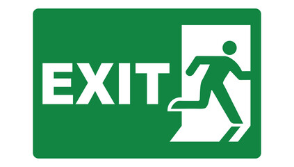 Emergency exit or fire exit sign vector design. Green emergency exit sign. - obrazy, fototapety, plakaty