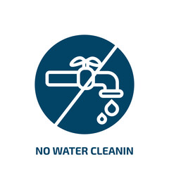 no water cleanin icon from cleaning collection. Filled no water cleanin, sponge, cleanly glyph icons isolated on white background. Black vector no water cleanin sign, symbol for web design and mobile