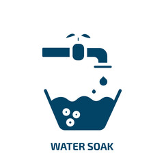 water soak icon from cleaning collection. Filled water soak, water, clean glyph icons isolated on white background. Black vector water soak sign, symbol for web design and mobile apps