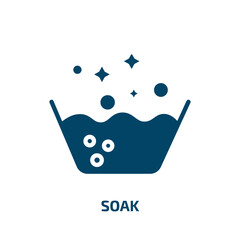 soak icon from cleaning collection. Filled soak, clean, liquid glyph icons isolated on white background. Black vector soak sign, symbol for web design and mobile apps