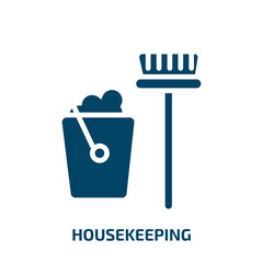 housekeeping icon from cleaning collection. Filled housekeeping, clean, domestic glyph icons isolated on white background. Black vector housekeeping sign, symbol for web design and mobile apps