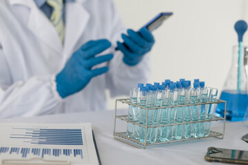 Scientists work with in vitro reagents in laboratories and draw conclusions from their research.