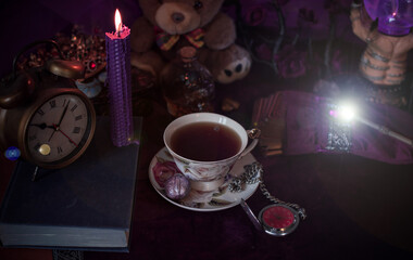 Magical attribute, witchcraft concept, Candle fire, Spells and other rituals 