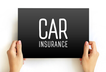Naklejka na ściany i meble Car Insurance text on card, concept background
