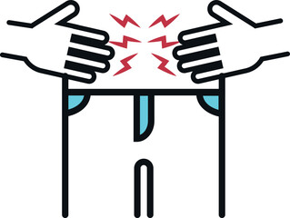 Stomach ache icon. Gut pain. Intestine sickness