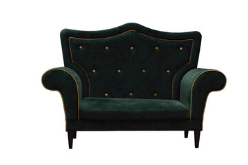 dark green sofa isolated on white