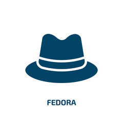 fedora icon from fashion collection. Filled fedora, hat, vintage glyph icons isolated on white background. Black vector fedora sign, symbol for web design and mobile apps
