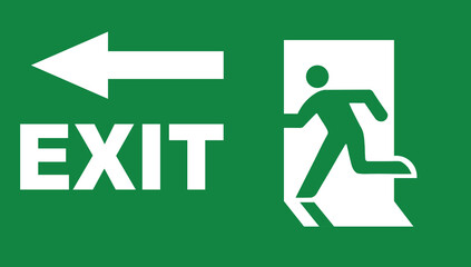 Exit Emergency green symbol sign. Fire exit green symbol sign.  - obrazy, fototapety, plakaty