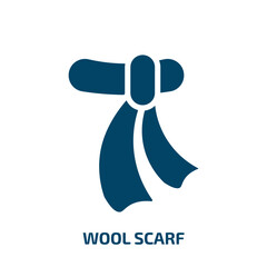 wool scarf icon from fashion collection. Filled wool scarf, wool, scarf glyph icons isolated on white background. Black vector wool scarf sign, symbol for web design and mobile apps