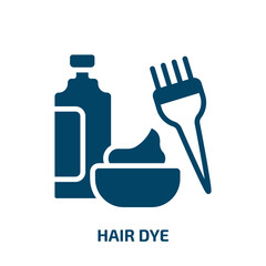 Fototapeta premium hair dye icon from fashion collection. Filled hair dye, comb, hairstyle glyph icons isolated on white background. Black vector hair dye sign, symbol for web design and mobile apps