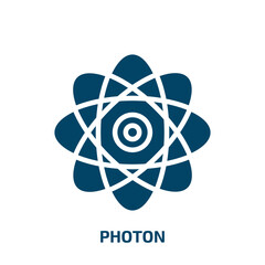 photon icon from education collection. Filled photon, energy, light glyph icons isolated on white background. Black vector photon sign, symbol for web design and mobile apps