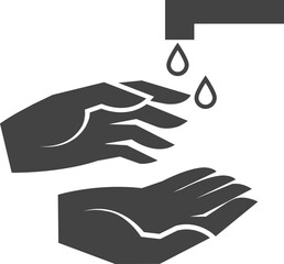 Hand washing black icon. Water hygiene symbol