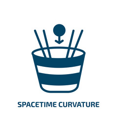 spacetime curvature icon from education collection. Filled spacetime curvature, education, entangled glyph icons isolated on white background. Black vector spacetime curvature sign, symbol for web