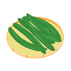 野菜イラスト　かごに盛った、たくさんのきゅうり