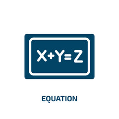 equation icon from education collection. Filled equation, math, mathematics glyph icons isolated on white background. Black vector equation sign, symbol for web design and mobile apps