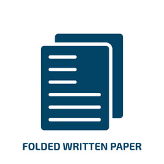 folded written paper icon from education collection. Filled folded written paper, paper, written glyph icons isolated on white background. Black vector folded written paper sign, symbol for web design