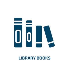 library books icon from education collection. Filled library books, education, book glyph icons isolated on white background. Black vector library books sign, symbol for web design and mobile apps