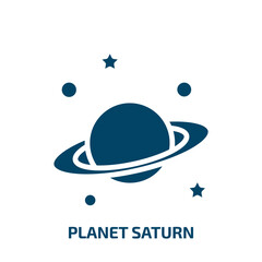 planet saturn icon from education collection. Filled planet saturn, saturn, planet glyph icons isolated on white background. Black vector planet saturn sign, symbol for web design and mobile apps