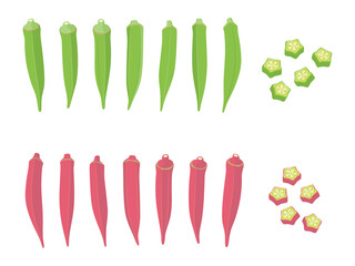 野菜イラスト　バラエティセット　オクラ.