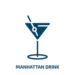 manhattan drink icon from drinks collection. Filled manhattan drink, bar, alcohol glyph icons isolated on white background. Black vector manhattan drink sign, symbol for web design and mobile apps