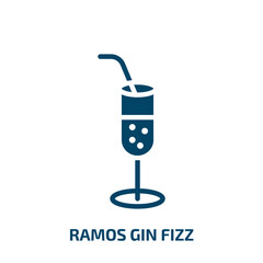 ramos gin fizz icon from drinks collection. Filled ramos gin fizz, pub, bar glyph icons isolated on white background. Black vector ramos gin fizz sign, symbol for web design and mobile apps