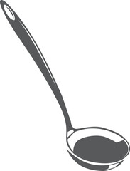 Ladle icon. Black serving soup dish tool