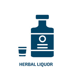 herbal liquor icon from drinks collection. Filled herbal liquor, alcohol, herbal glyph icons isolated on white background. Black vector herbal liquor sign, symbol for web design and mobile apps