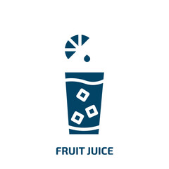 fruit juice icon from drinks collection. Filled fruit juice, fruit, organic glyph icons isolated on white background. Black vector fruit juice sign, symbol for web design and mobile apps